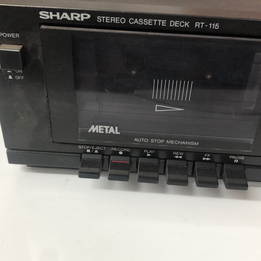 Vintage Sharp RT-115 black stereo cassette deck Dolby B noise reduction As Is